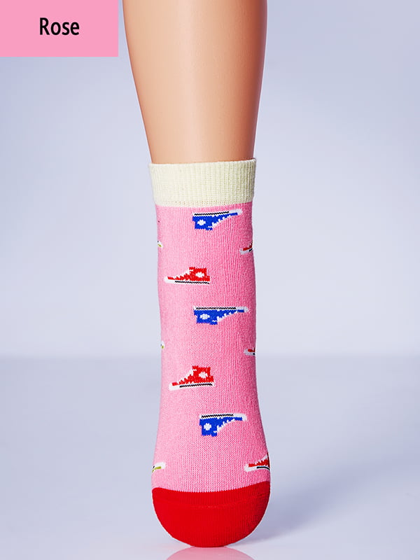 Шкарпетки рожеві в принт | 6005422
