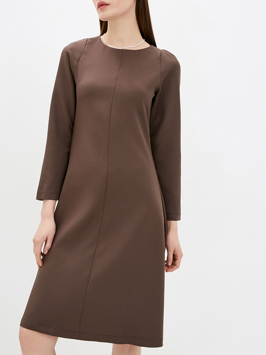 Платье А-силуэта коричневое | 6009922