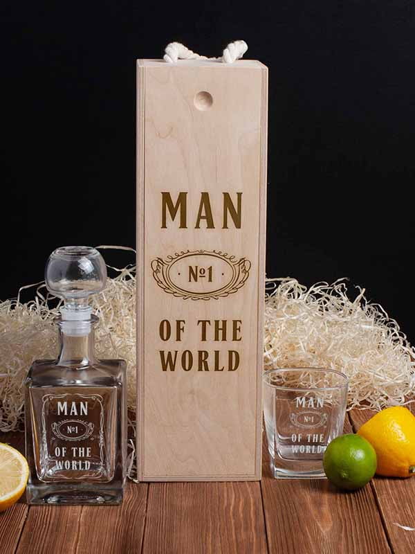 Набір для віскі Man №1 of the world (2 предмети) у подарунковій коробці | 6014391