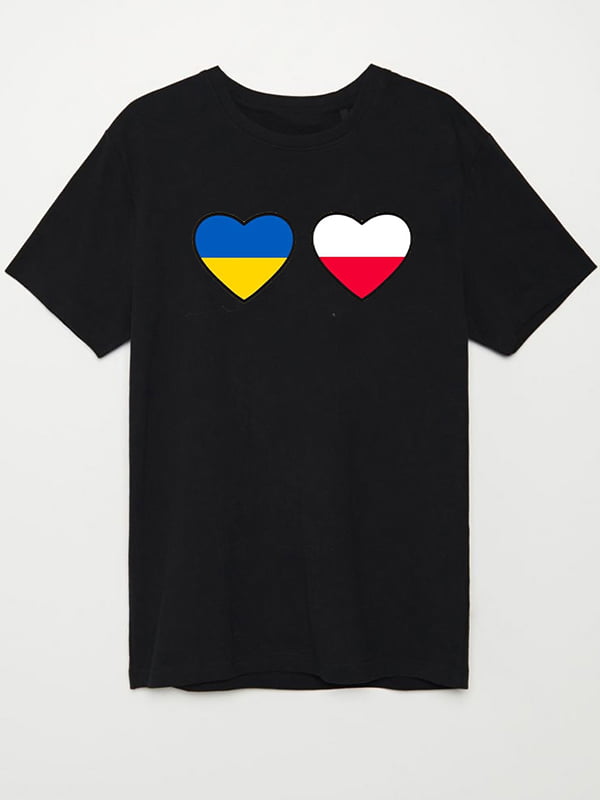 Футболка чорна із принтом Ukraina Polska | 6019603