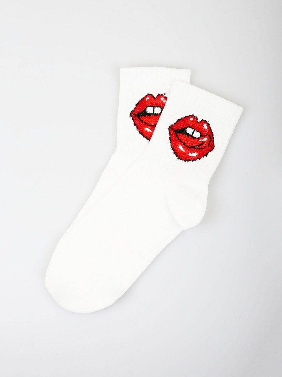 Шкарпетки білі з принтом | 5927865