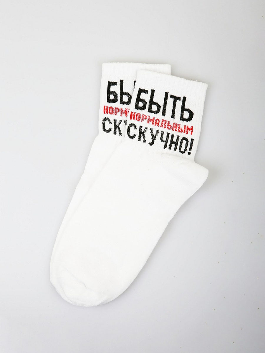 Шкарпетки білі з принтом | 5927873