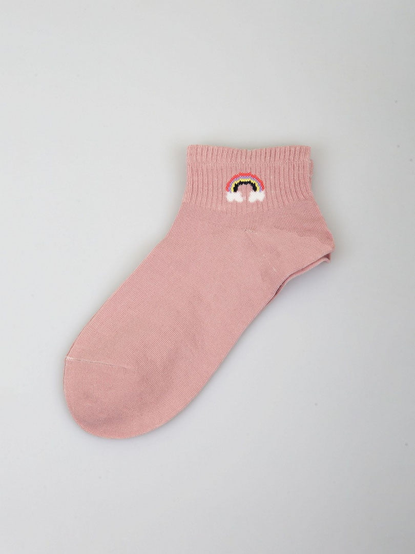 Носки короткие розовые с принтом | 5927899