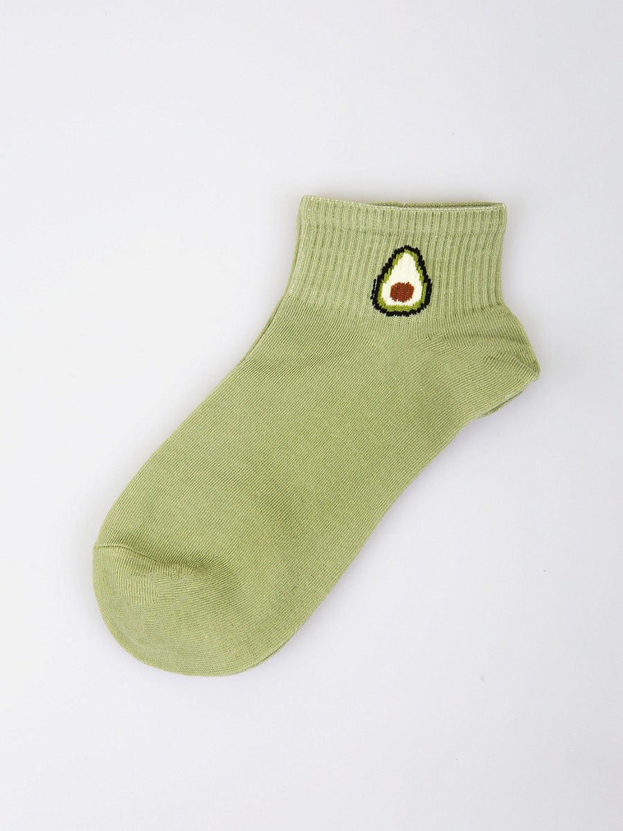 Шкарпетки короткі оливкового кольору з принтом | 5927917