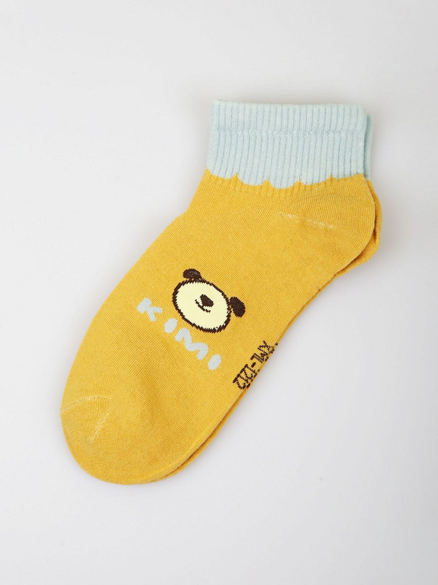 Шкарпетки короткі гірчичного кольору з принтом | 5927927