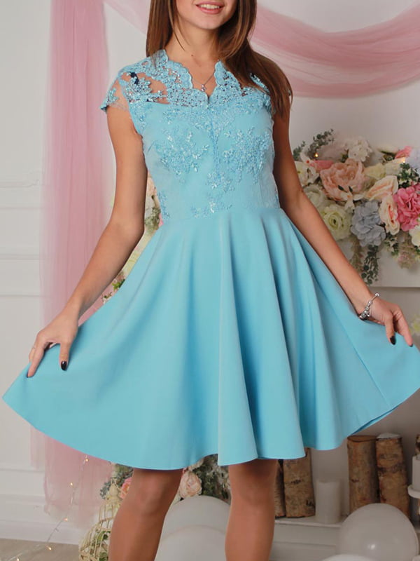 Сукня А-силуету блакитна | 6023366