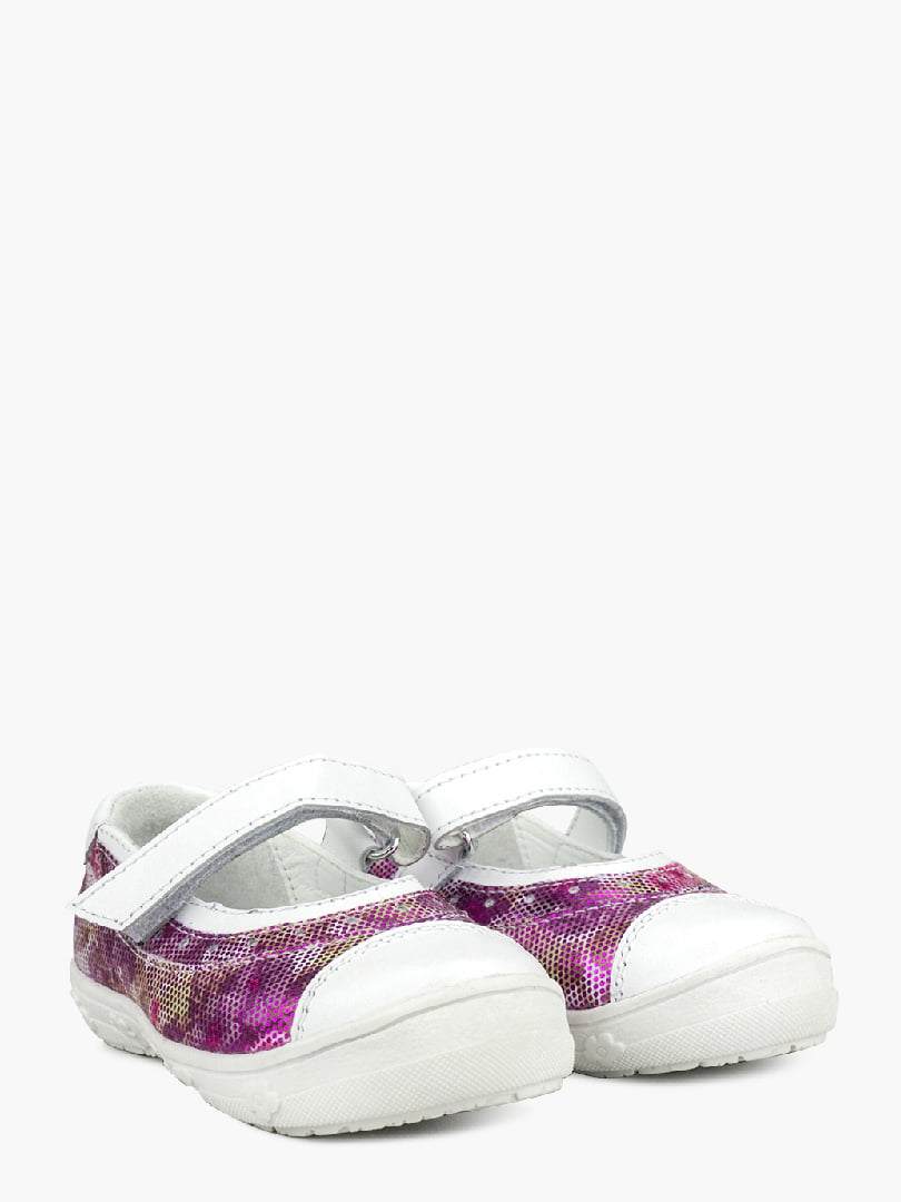Туфлі біло-бузкові з квітковим принтом | 6037219