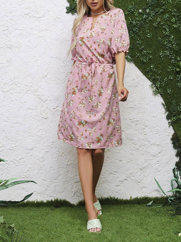 Сукня рожева з квітковим принтом | 6045086