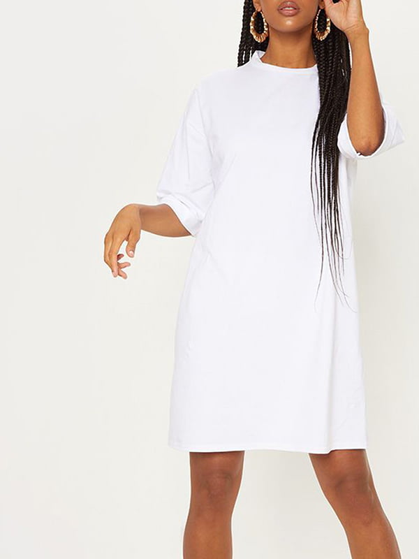 Сукня-футболка біла з принтом | 6055700
