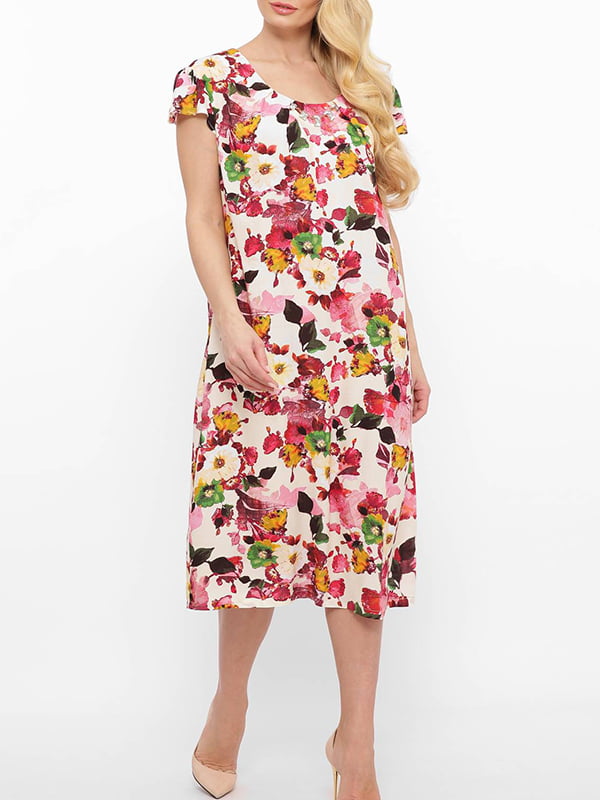 Сукня А-силуету різнокольорова в квітковий принт | 6076478
