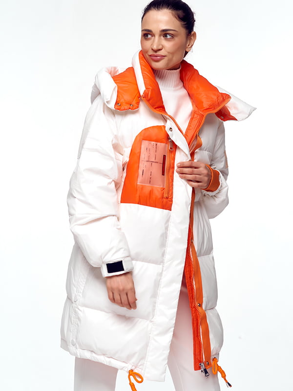 Пальто бело-оранжевый | 6081600