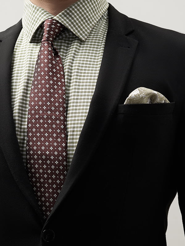 Краватка темно-коричнева в дрібний візерунок | 6089960