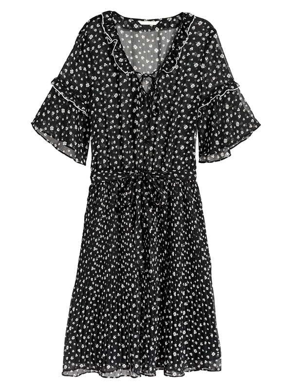 Сукня А-силуету чорна в квітковий принт | 6096985