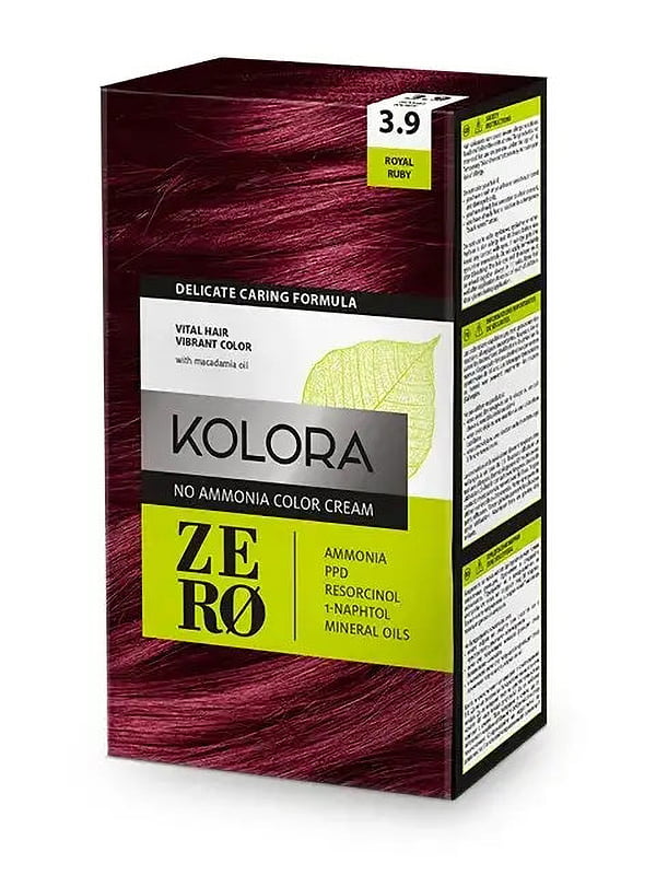 Краска для волос Kolora Zero — 3.9 Королевский рубин | 6104926