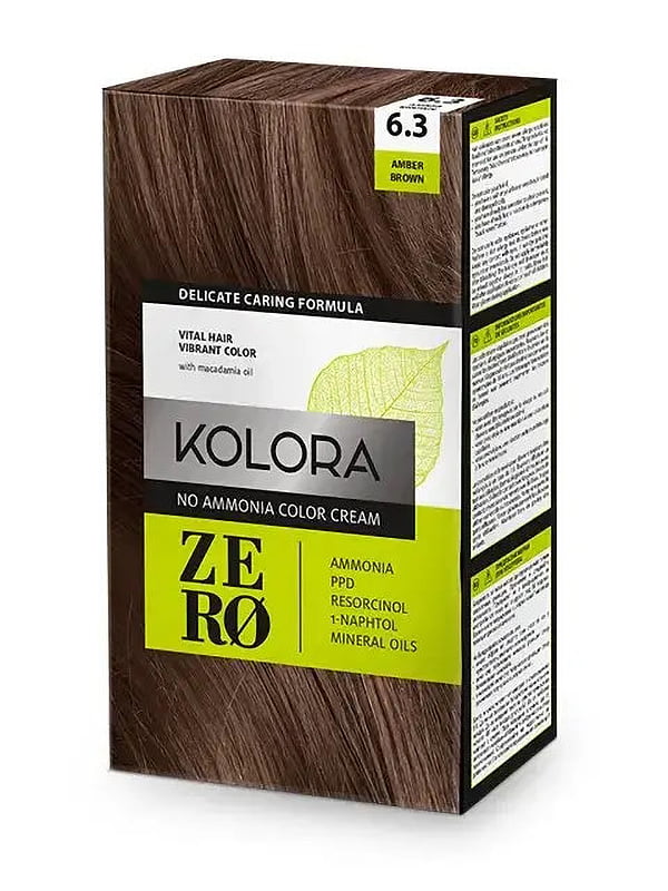 Фарба для волосся Kolora Zero – 6.3 Коричневий бурштин | 6104929