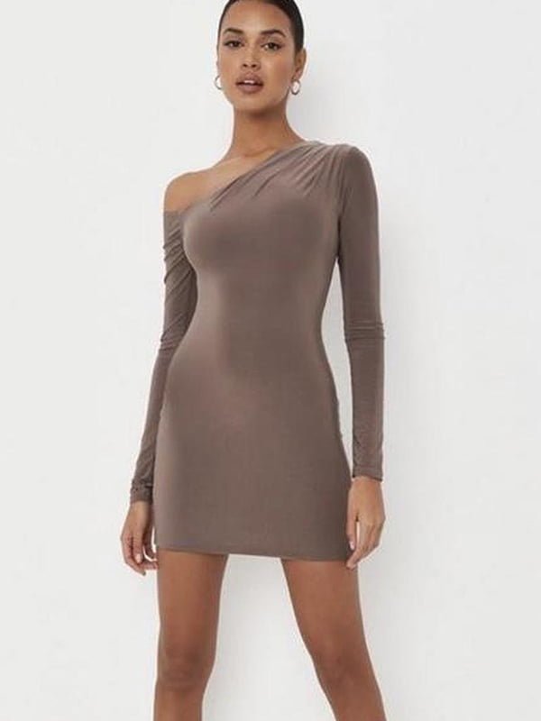 Сукня-міні сіро-коричнева | 6133368