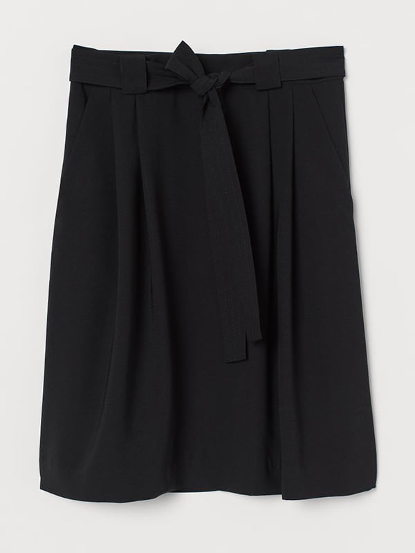 Черная юбка из струящейся ткани со съемным поясом | 6133520