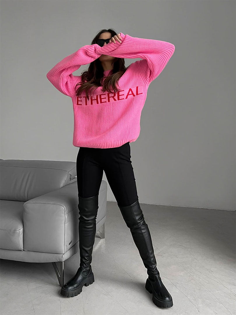 Рожевий светр з принтом | 6261647