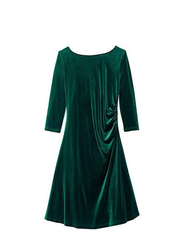 Платье А-силуэта зеленое велюровое | 6270614