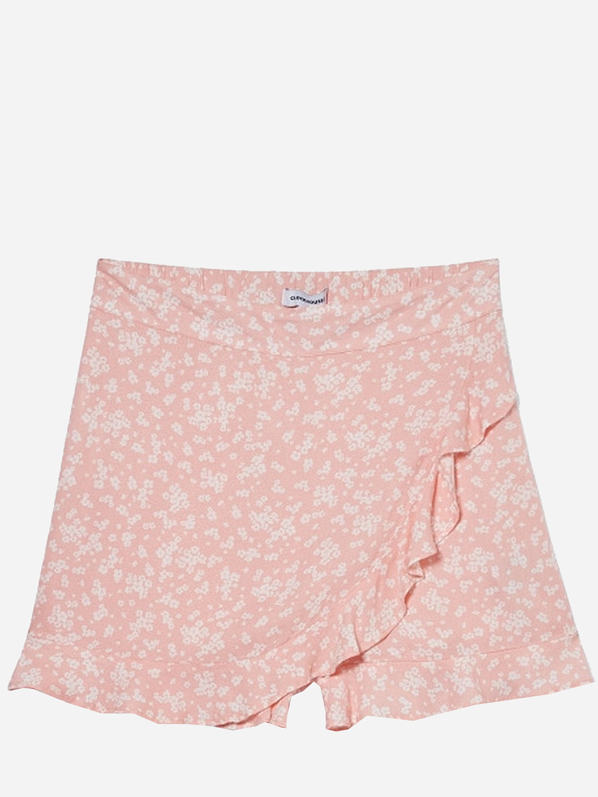 Шорты-юбка розовые с цветочным принтом | 6271485
