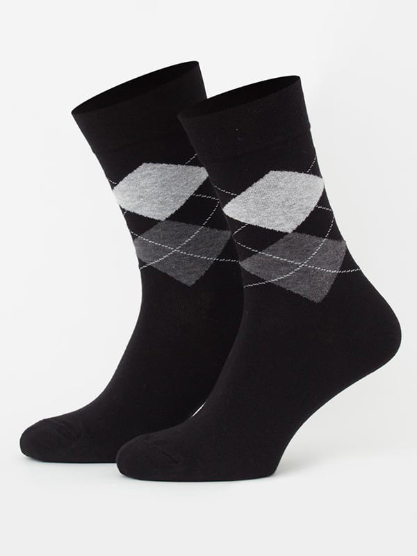 Шкарпетки чорні з ромбами | 6275576