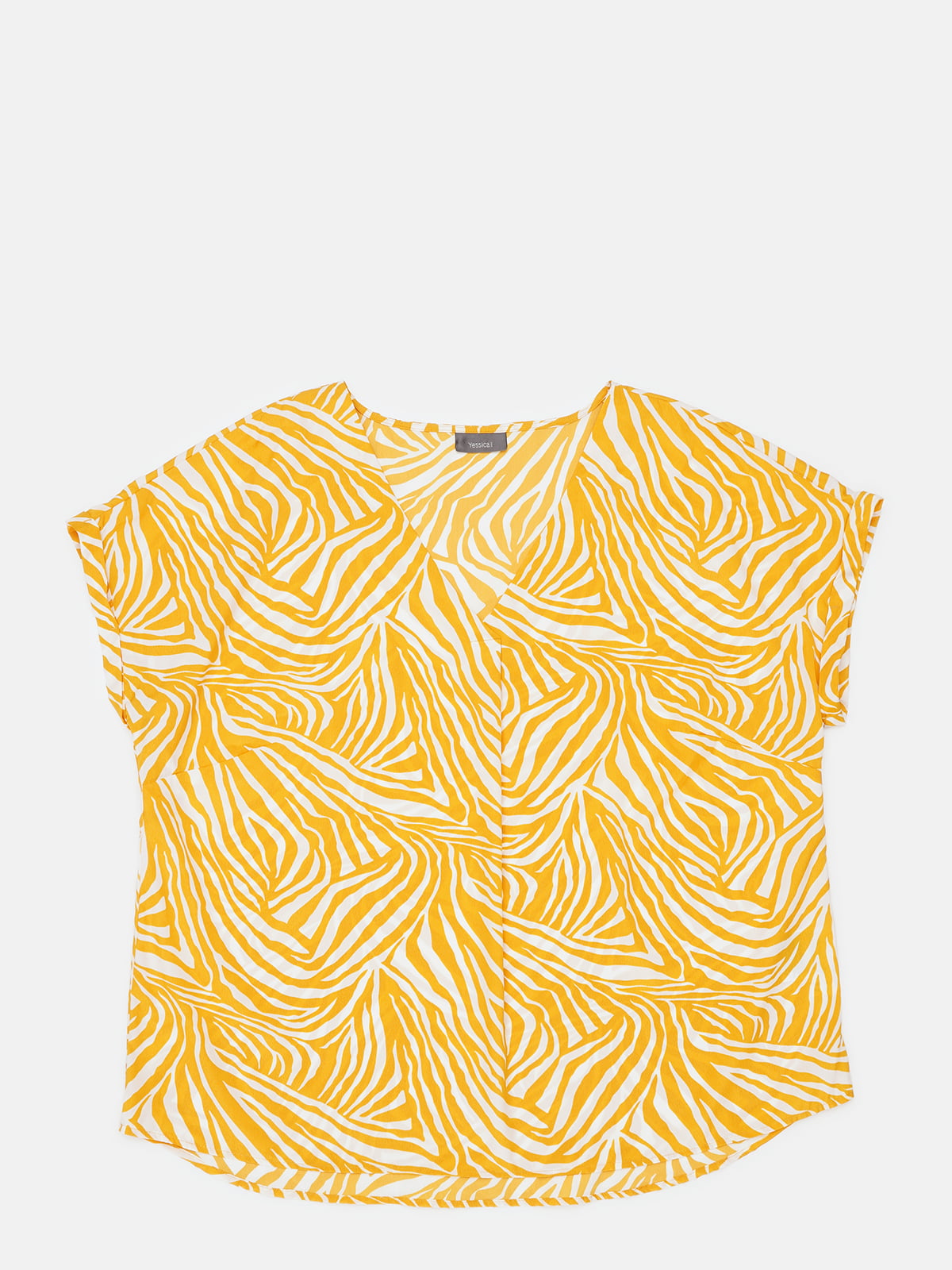 Блуза жовта в принт | 6279616