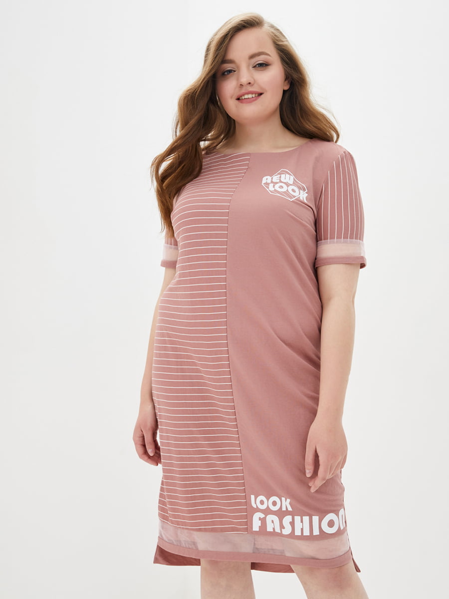 Сукня-футболка пудрового кольору "Саванна" | 6282326