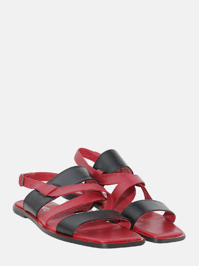 Сандалии черно-красные кожаные | 6066858