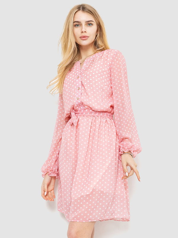 Платье А-силуэта розовое в горох | 6290944