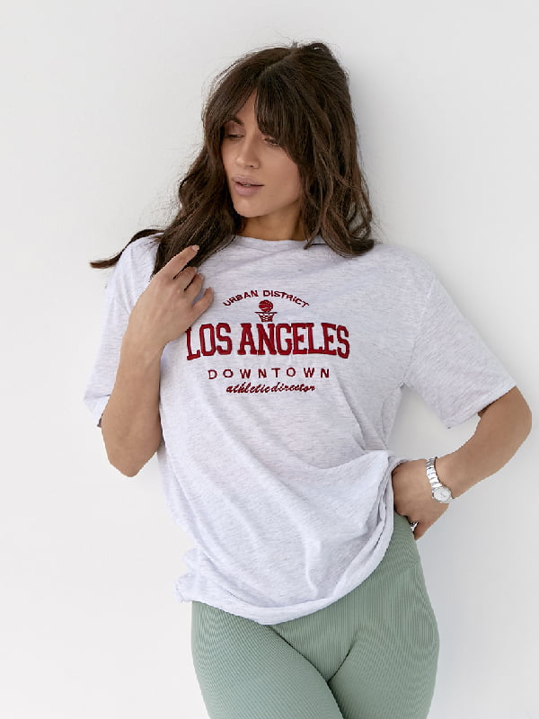 Футболка светло-серая с надписью Los Angeles | 6307274
