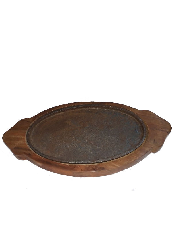 Сковорода чавунна порційна на дерев'яній підставці 24х17 см | 6310587