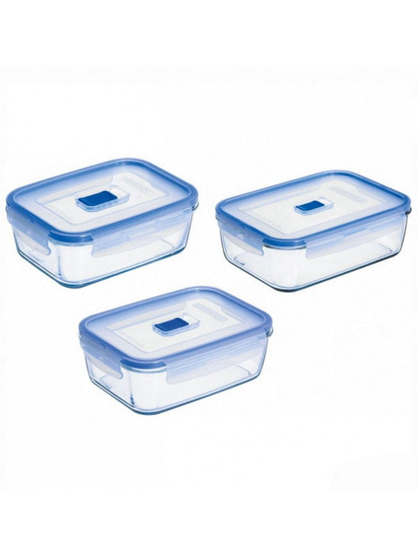 Набор контейнеров PureBoxActive прямоугольных с голубой крышкой 380,820,1220 мл | 6323603