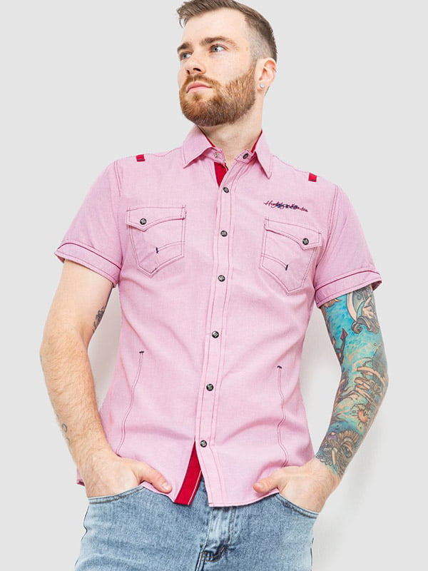 Рубашка розовая с кармашками | 6325262