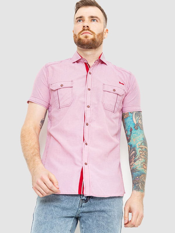 Рубашка розовая с кармашками | 6325291