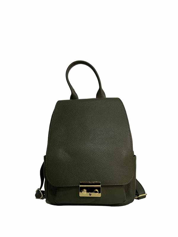 Сумка-рюкзак кожаная темно-зеленая | 6335223
