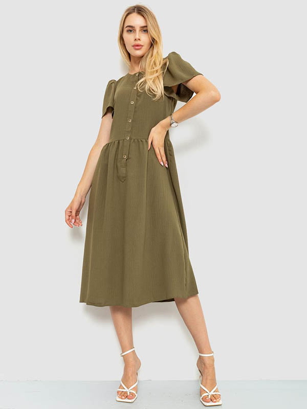 Сукня кольору хакі з гудзиками | 6351275