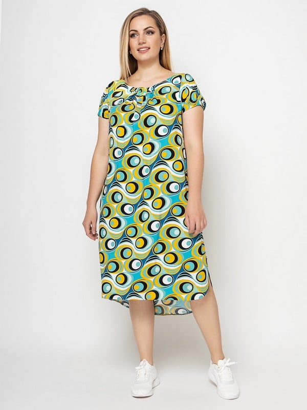 Асиметрична оверсайз сукня в різнокольоровий принт | 6352563