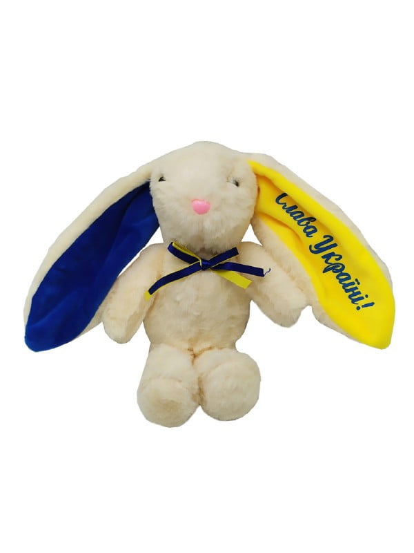 Мягкая игрушка Кролик "Слава Украине" белая (22 см) | 6357273