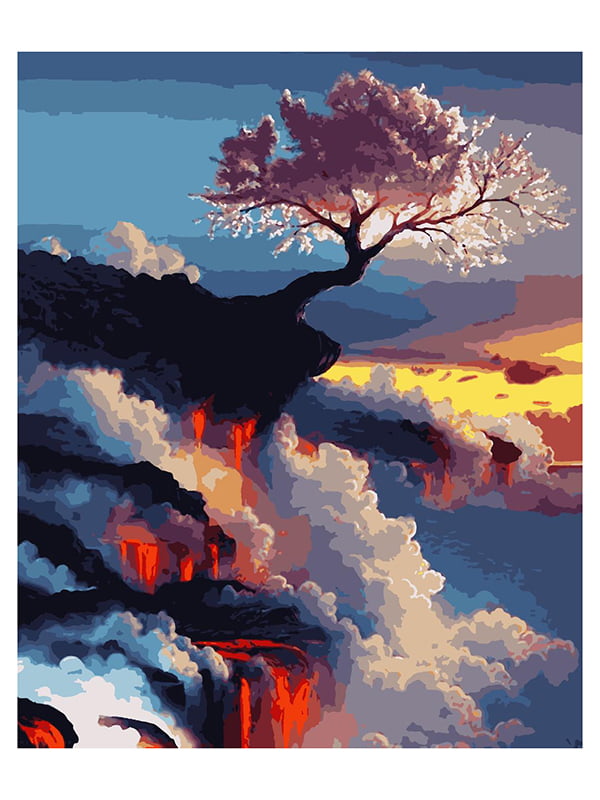 Картина за номерами Сакура краєвид на вулкані (50x60 см) | 6366071
