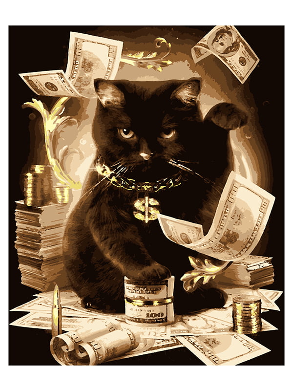 Картина за номерами Грошовий кіт (з золотою фарбою) (50x60 см) | 6366173