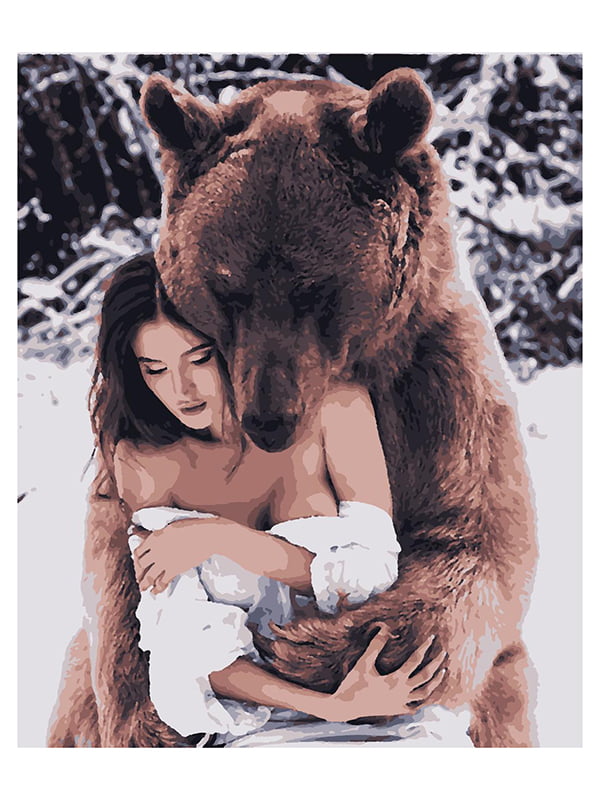Картина по номерам Девушка и медведь (50x60 см) | 6366174