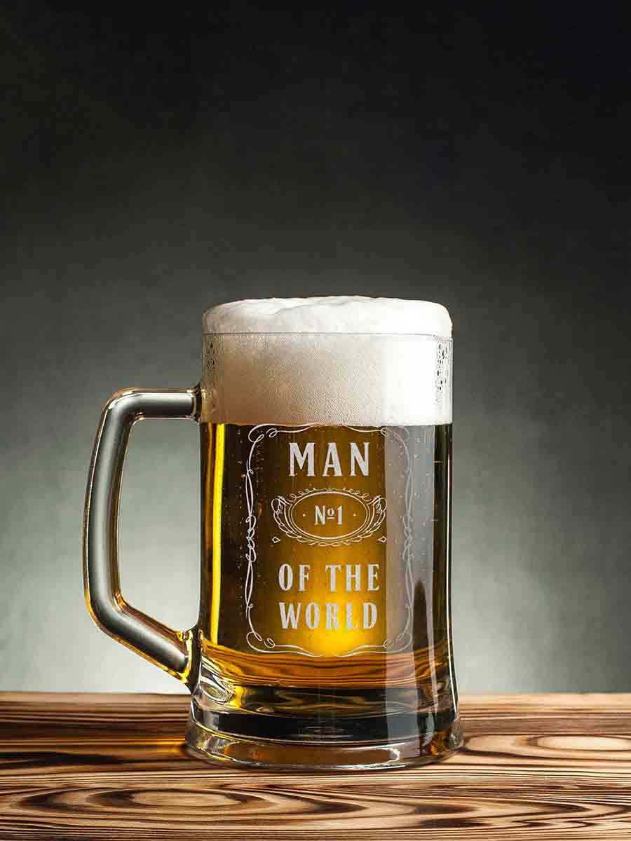 Кухоль для пива "Man №1 of the world" з ручкою | 6377709