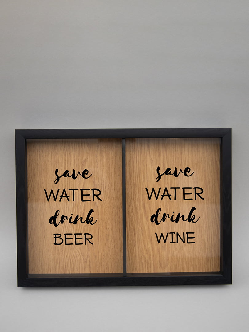 Подвійна рамка скарбничка "Save water, drink beer and wine" для пробок | 6378028