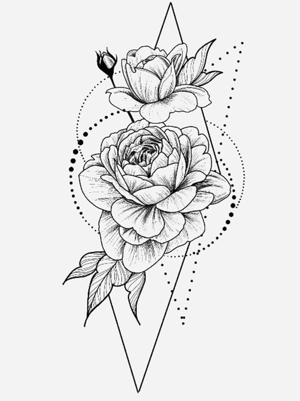 Временная татуировка "Розы в геометрии" А5 | 6380164