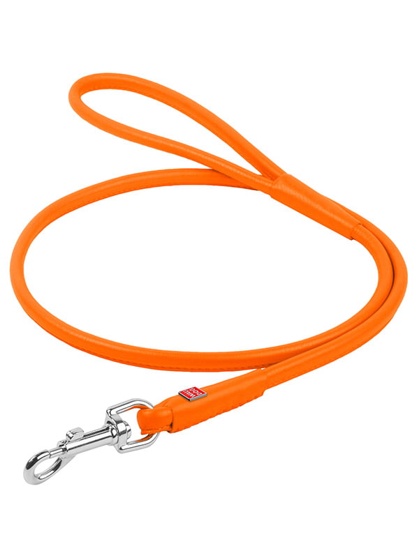 Круглый кожаный поводок для собак Glamour 183 см 13 мм Оранжевый | 6388228