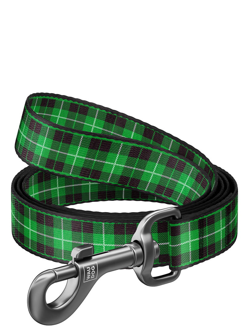 Нейлоновий повідець для собак Nylon з малюнком "Шотландка зелена" 122 см 25 мм | 6388653