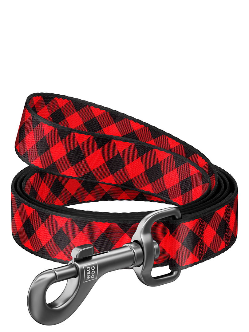 Нейлоновый поводок для собак Nylon с рисунком "Шотландка красная" 122 см 15 мм | 6388654