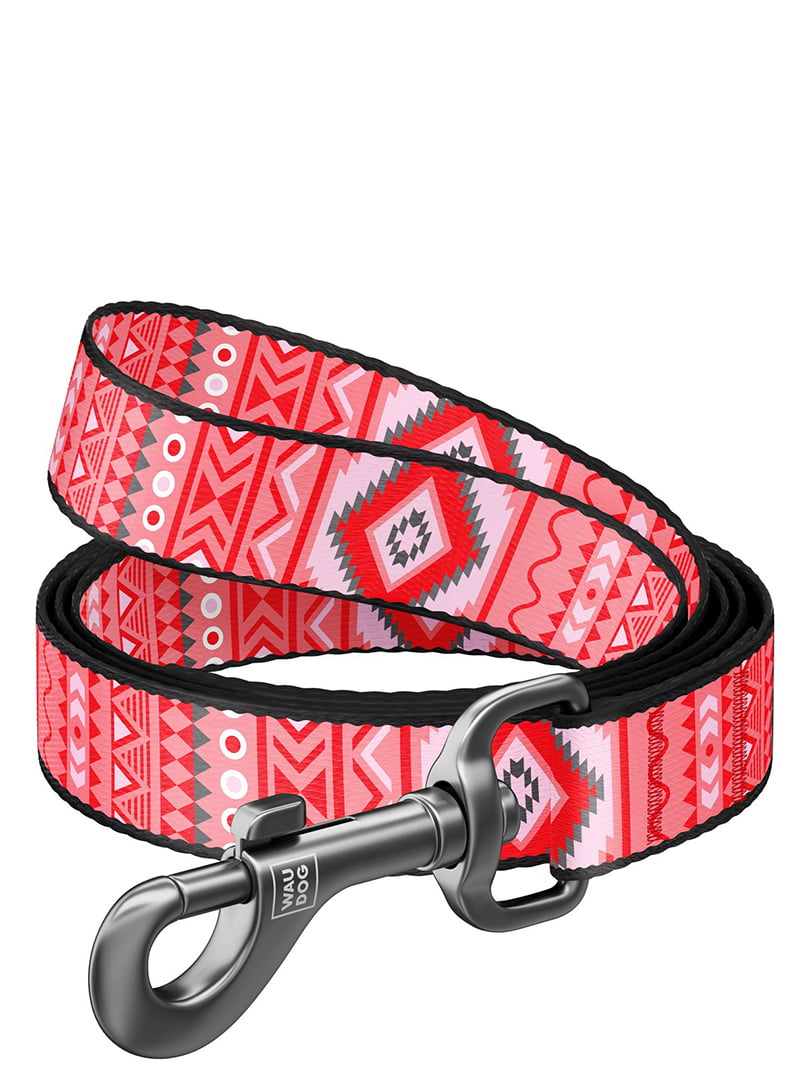 Нейлоновый поводок для собак Nylon с рисунком "Этно красный" 122 см 20 мм | 6388660