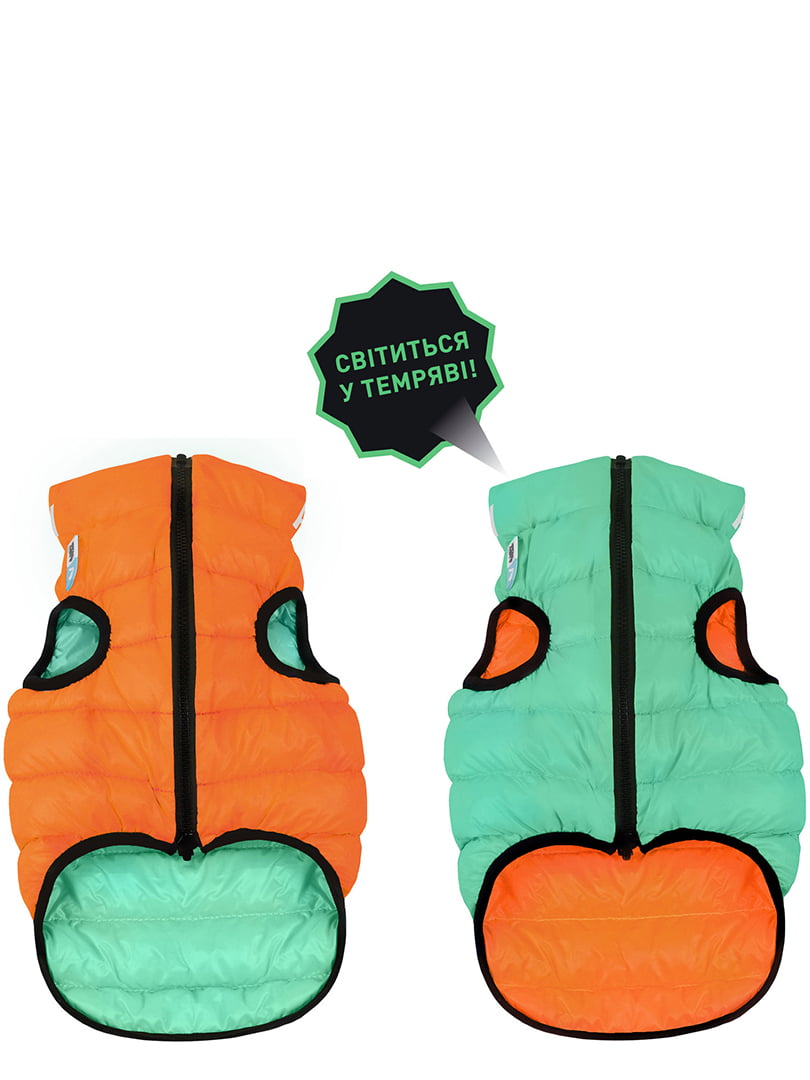 Курточка для собак Lumi двусторонняя светящаяся салатово-оранжевая XS25 | 6390700