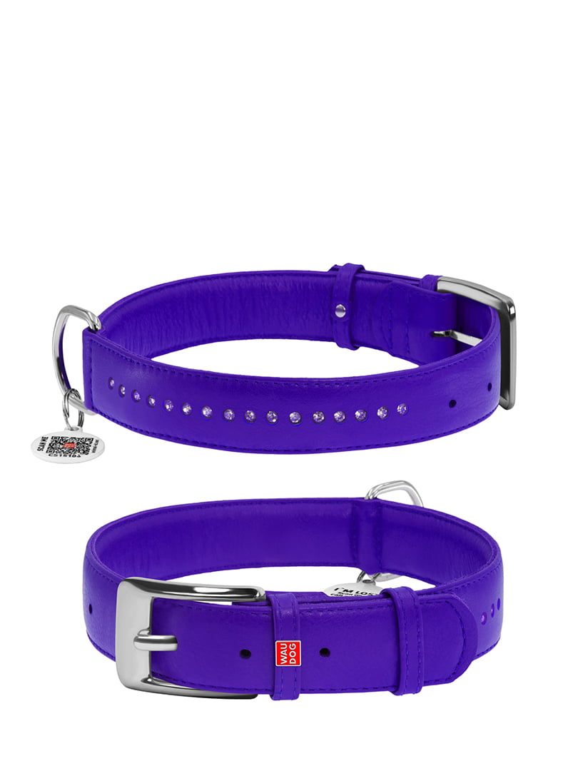 Ошейник для собак Glamour со стразами 30-39 см 20 мм Фиолетовый | 6391532